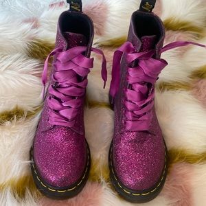 Doc Martens. Hot pink purple glittery.